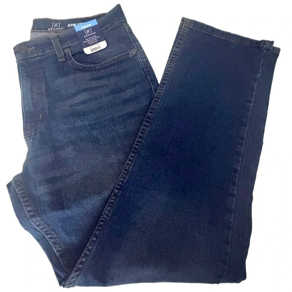 George Men's Blue Medium Wash Flex Athletic Fit Jean Size 34 X 30 New